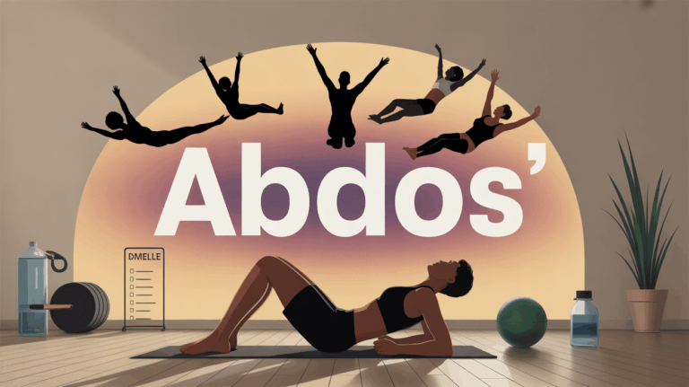 abdos silhouettes sur tapis et checklist sportive