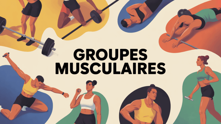 Silhouettes entrainement groupes musculaires salle de sport fond dynamique