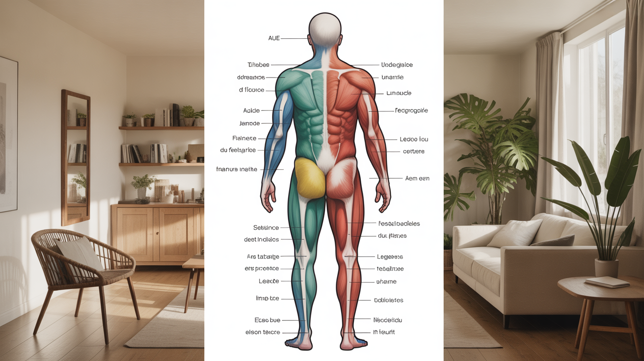 Schéma muscles squat principaux et stabilisateurs