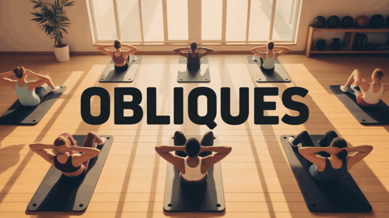obliques illustration silhouettes sur tapis gym