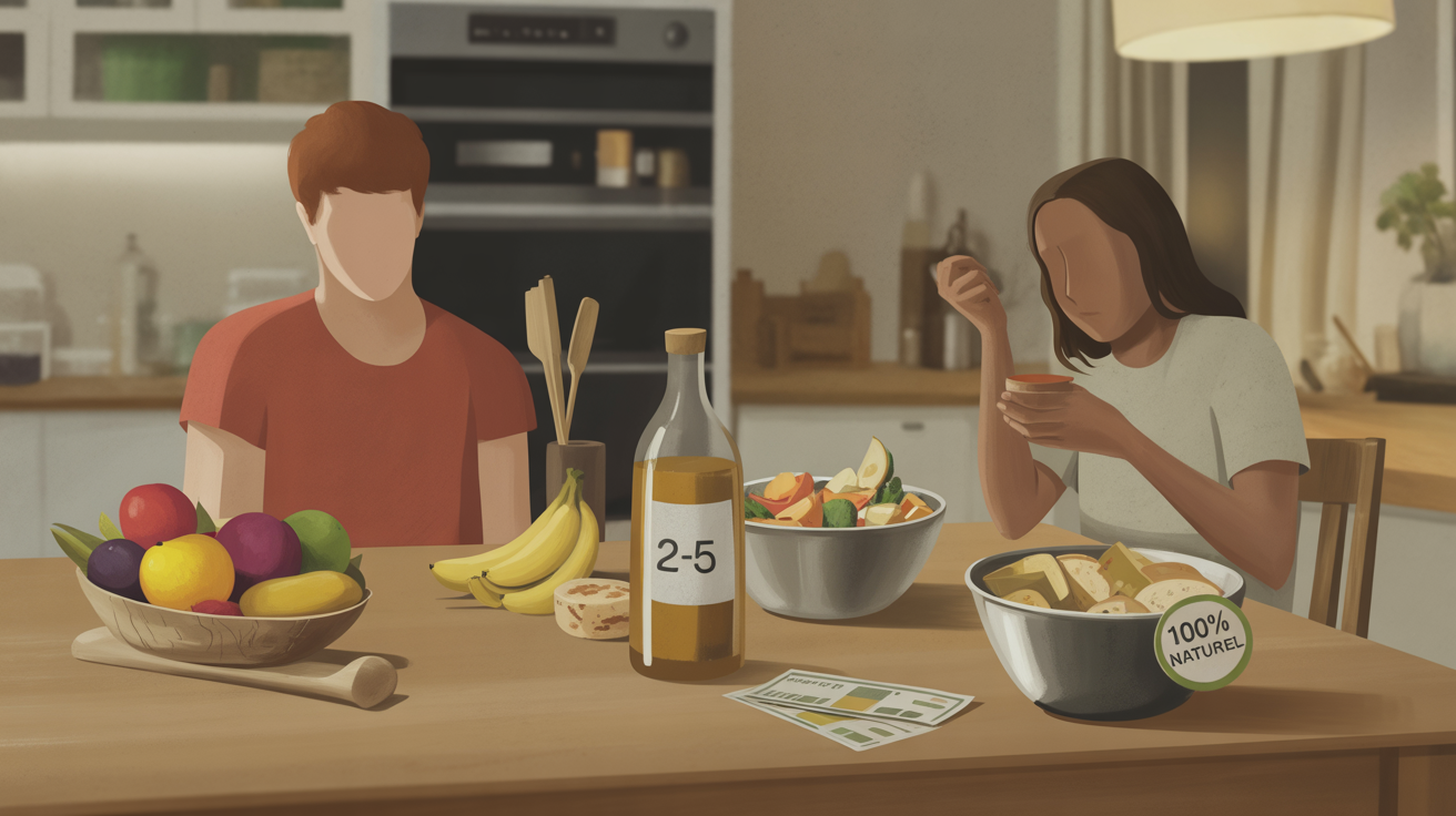 Ingredients naturels pre workout maison bols fruits gourde silhouettes