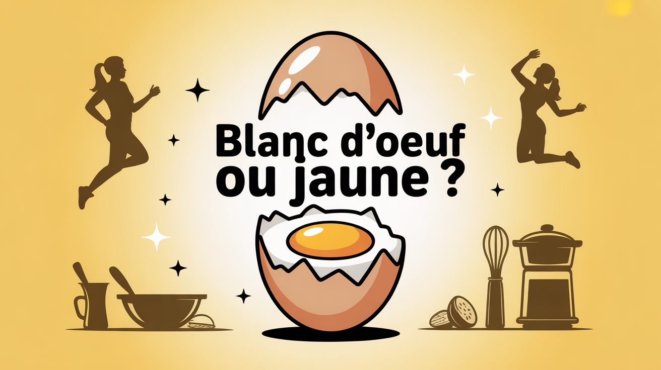 Illustration oeuf entier ouvert blanc jaune sportifs cuisine