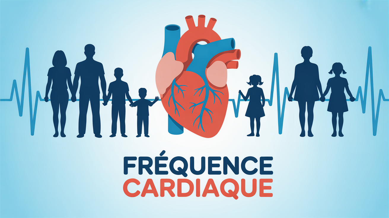Frequence cardiaque coeur et silhouettes informatif