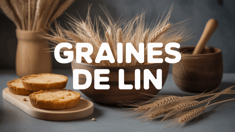 Bol graines de lin brunes dorees avec tartines, bien-être et digestion
