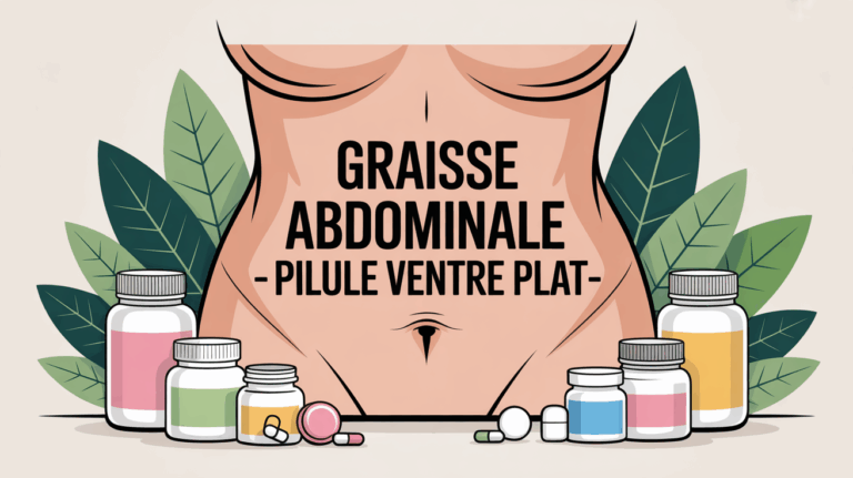 Vue stylisée abdomen femme avec plantes pilule graisse abdominale