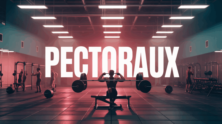 Salle sport pectoraux entrainement silhouettes musculation