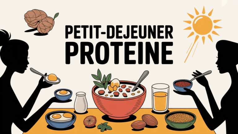 illustration petit déjeuner protéiné avec bol yaourt grec œufs amandes graines