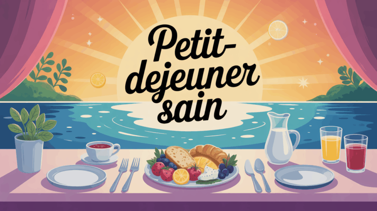 Petit-dejeuner sain table du matin vue du dessus