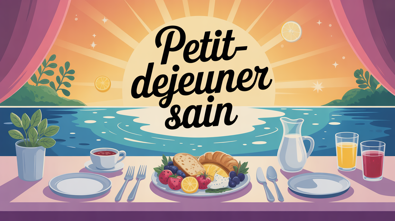 Petit-dejeuner sain table du matin vue du dessus