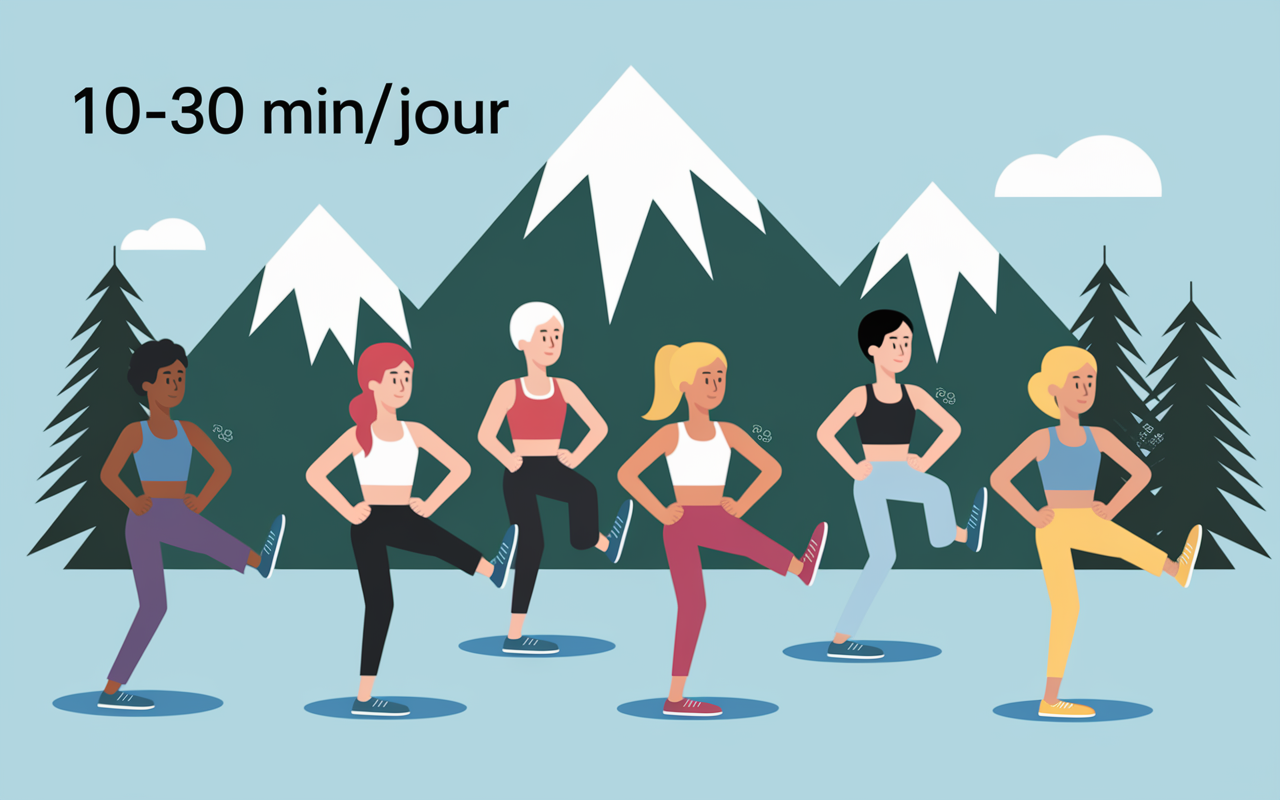 preparation physique ski groupe exercices jambes equilibre