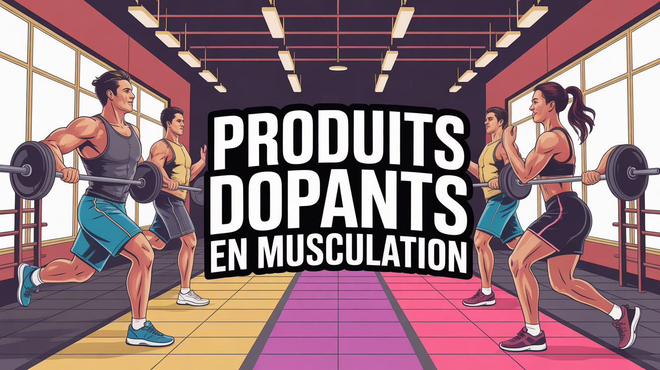 produits dopants musculation illustration halteres silhouettes sportifs