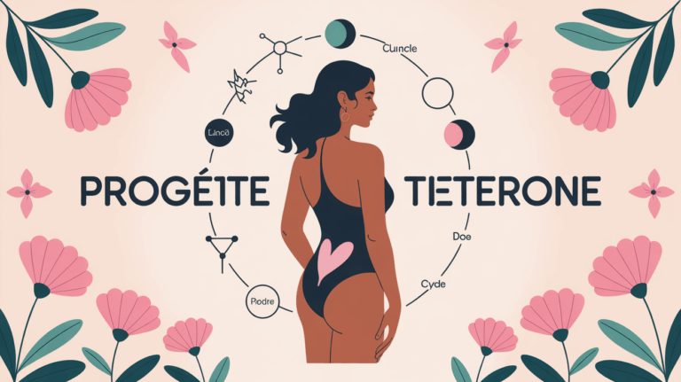 Silhouette féminine symboles hormones cycle menstruel bien-être