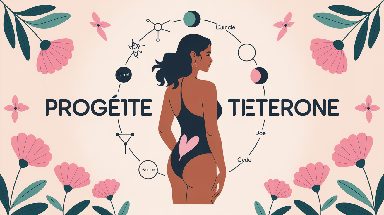 Silhouette féminine symboles hormones cycle menstruel bien-être
