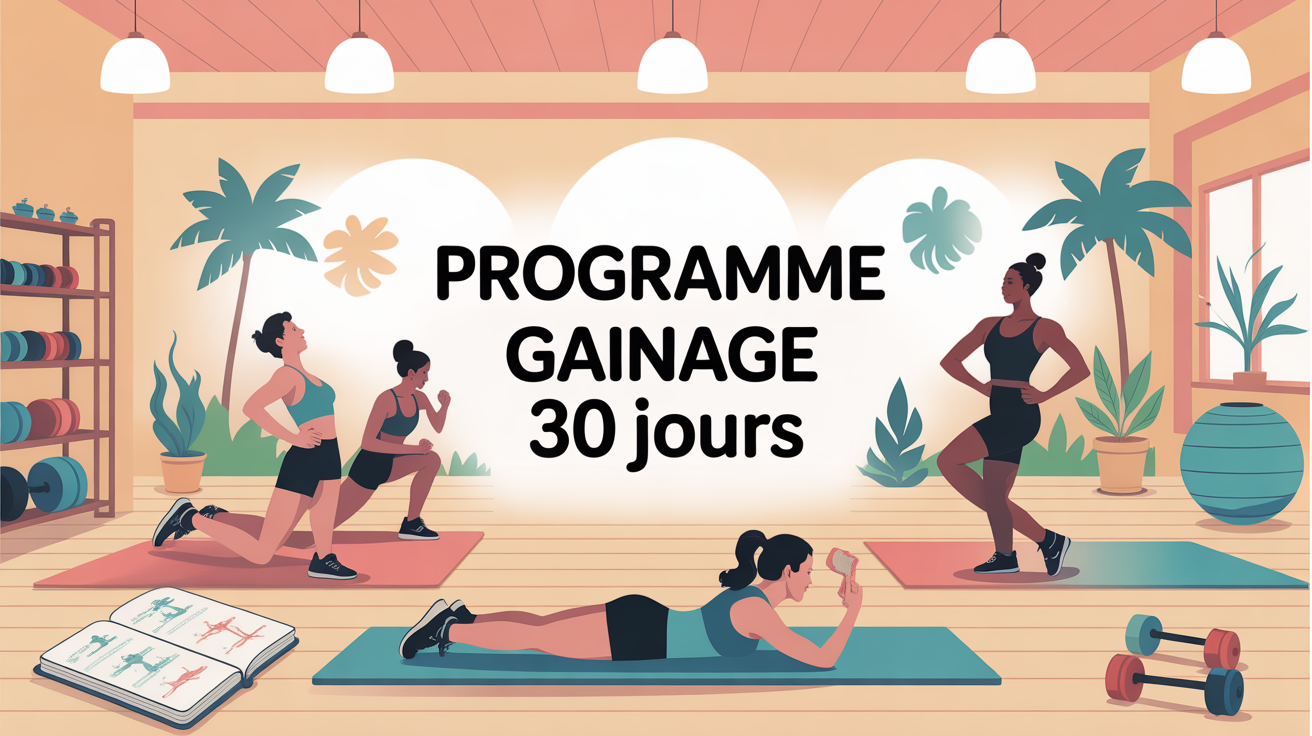 Illustration gainage abdos salon programme 30 jours