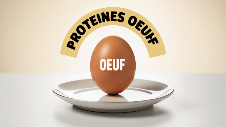 oeuf stylisé ouvert et texte protéines oeuf