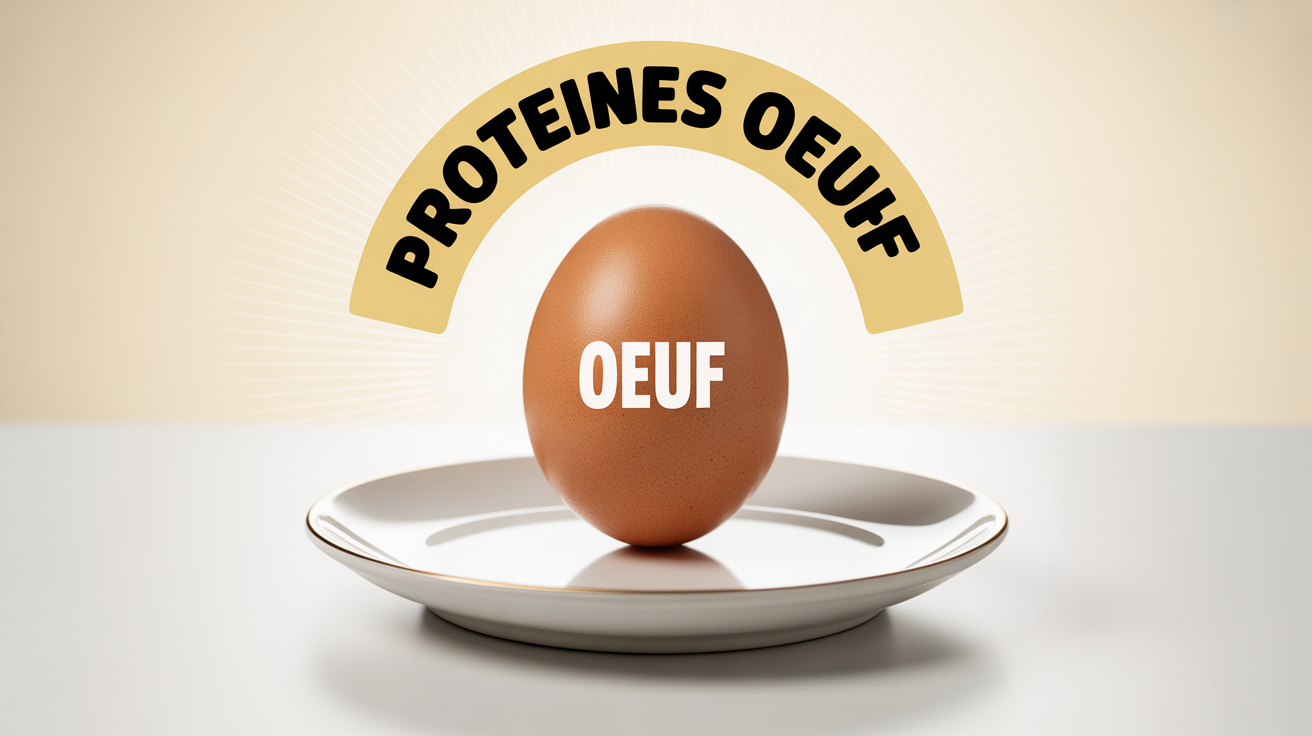 oeuf stylisé ouvert et texte protéines oeuf