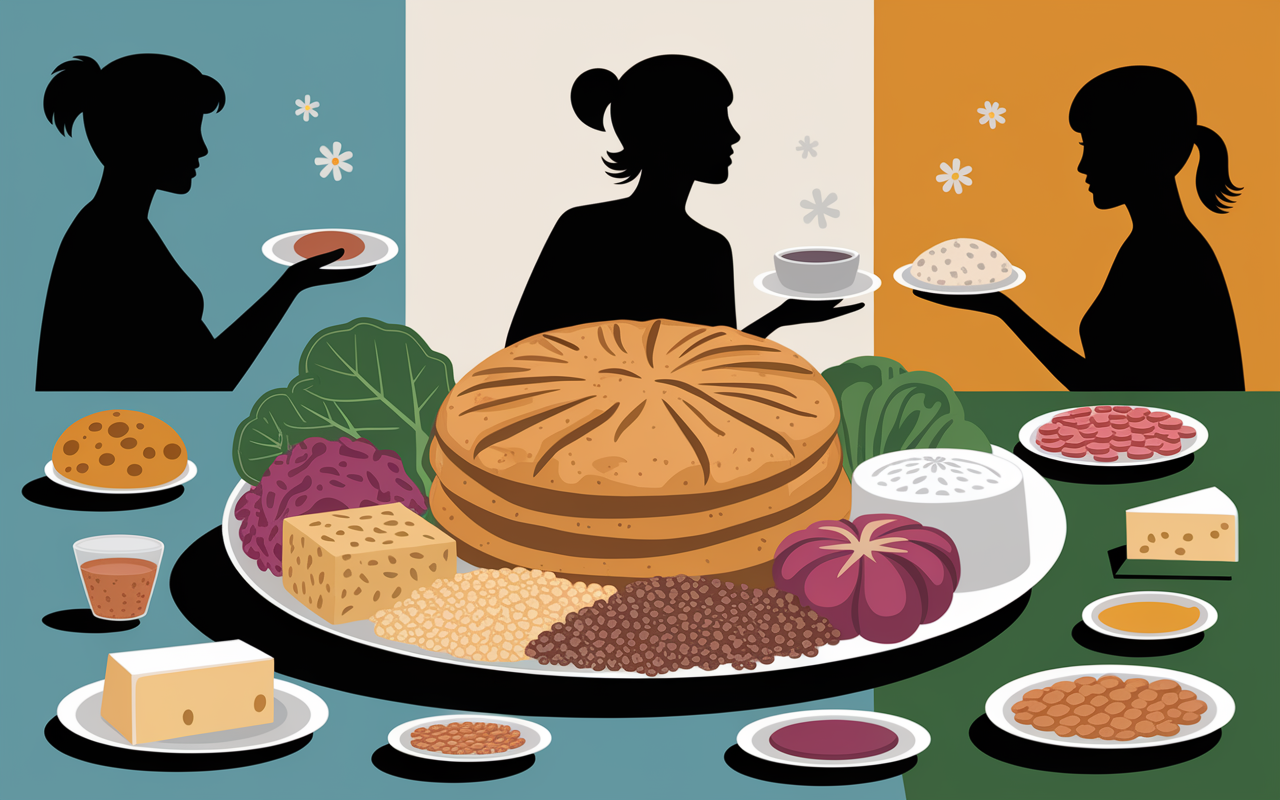 assiette pates enrichies legumes tofu fromage graines