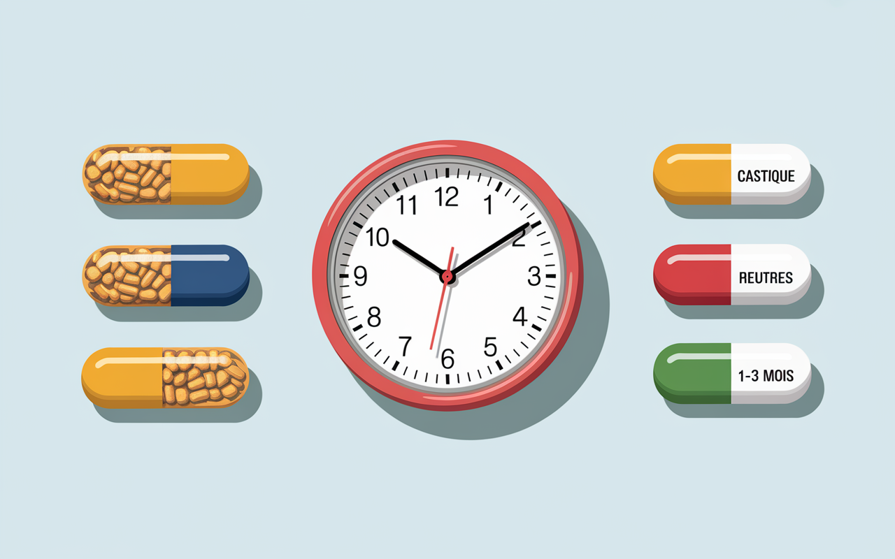 Horloge stylisée capsules probiotiques standard et gastro-résistante
