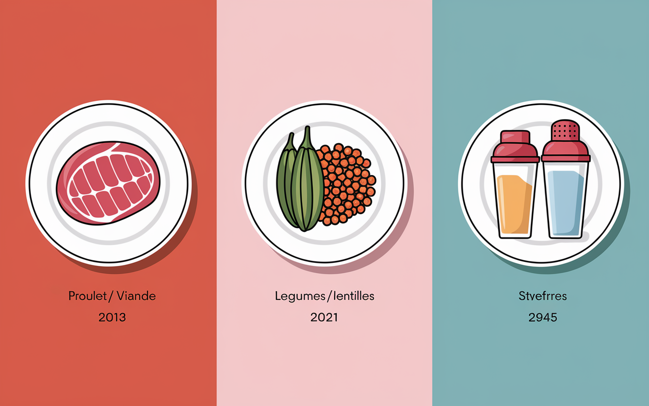 Assiettes viande legumes shaker valeurs proteiques
