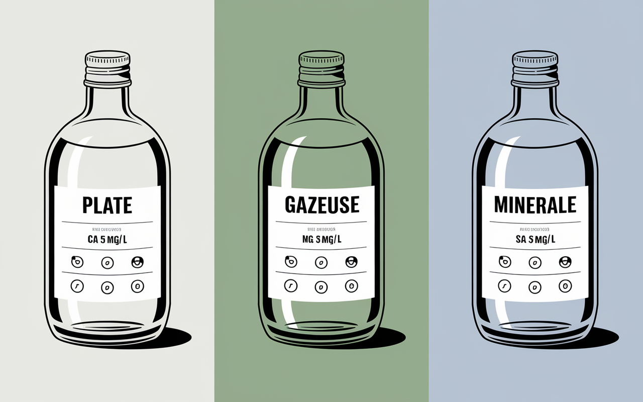 Bouteilles eau plate gazeuse minérale calcium sodium avantages