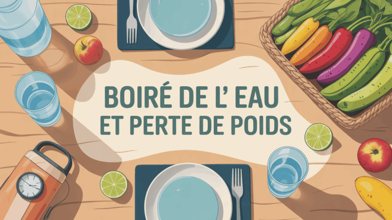 Table gourde verre d'eau fruits sportifs perte de poids