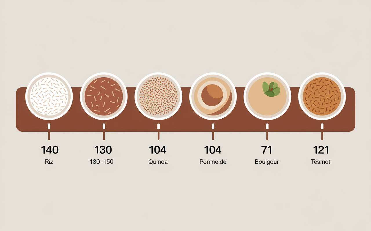 Comparaison calories riz et autres féculents en bols