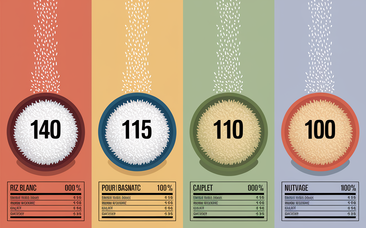 Bols de riz cuit chiffres calories nutrition