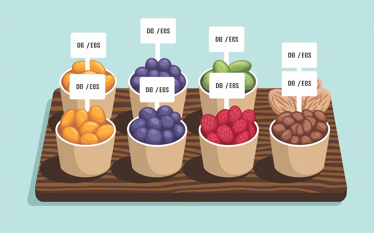 Planche avec fruits secs chiffres fer