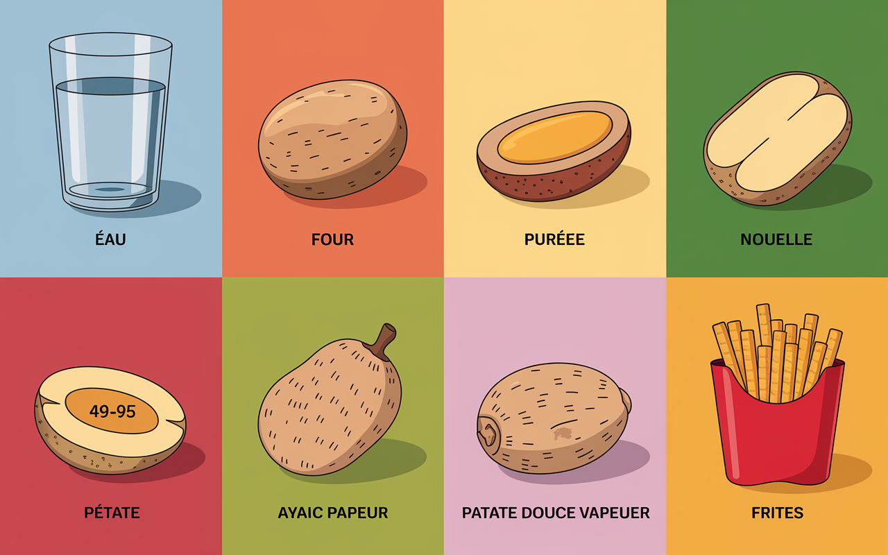 Tableau pommes de terre IG visible cuisson
