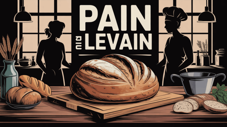 Pain au levain artisanal sur planche en bois, table conviviale