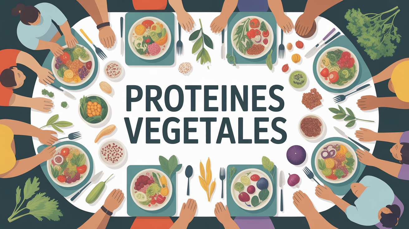 Proteines vegetales table garnie plats legumes couleurs
