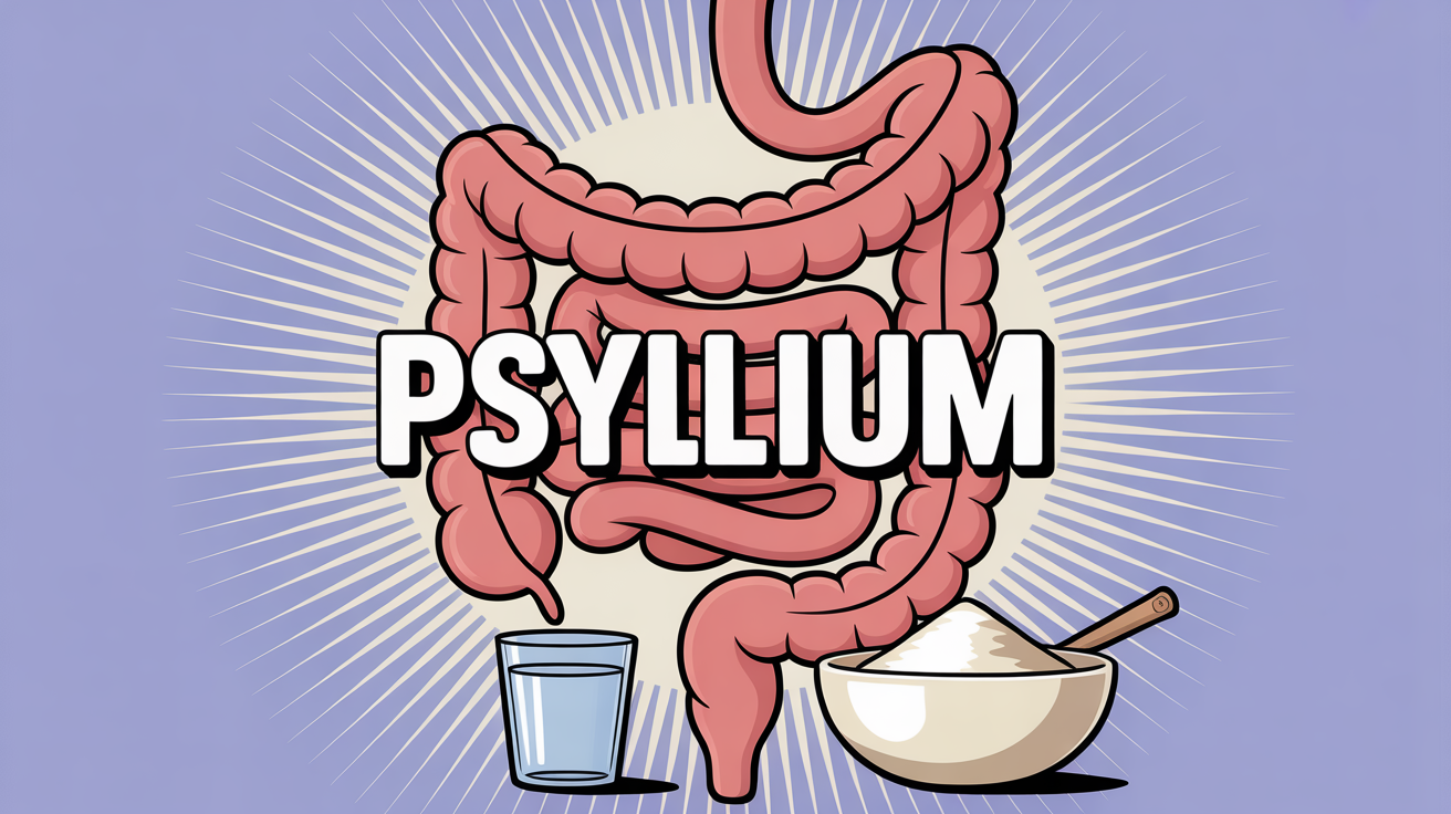 Illustration intestin psyllium spirale et eau