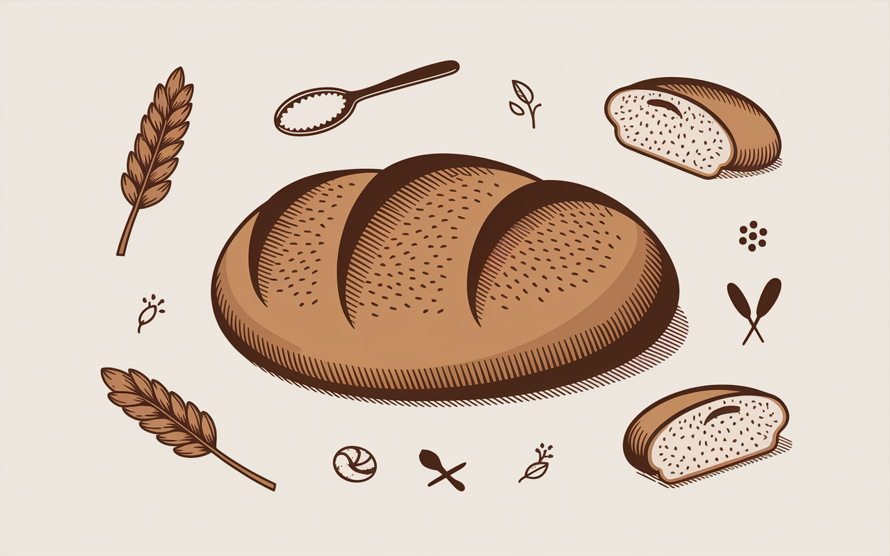 Pain au levain artisanal mie alveolee croûte épaisse pictogrammes