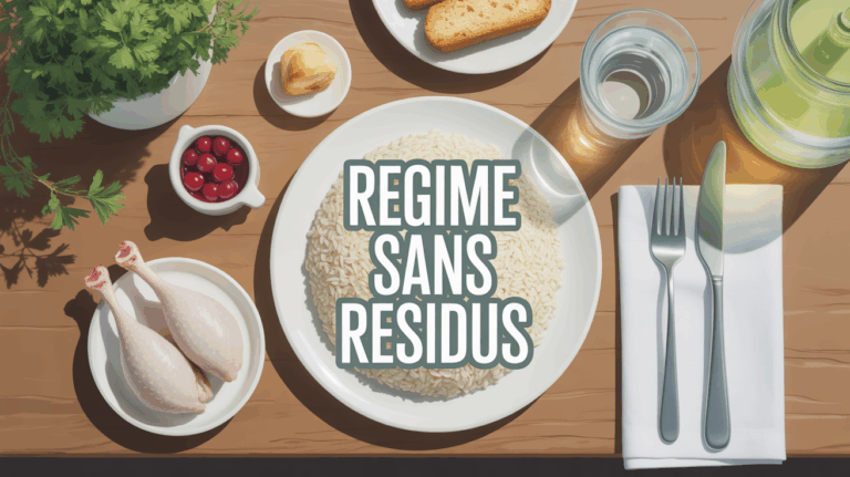 Regime sans residus assiette riz blanc poulet biscotte compote