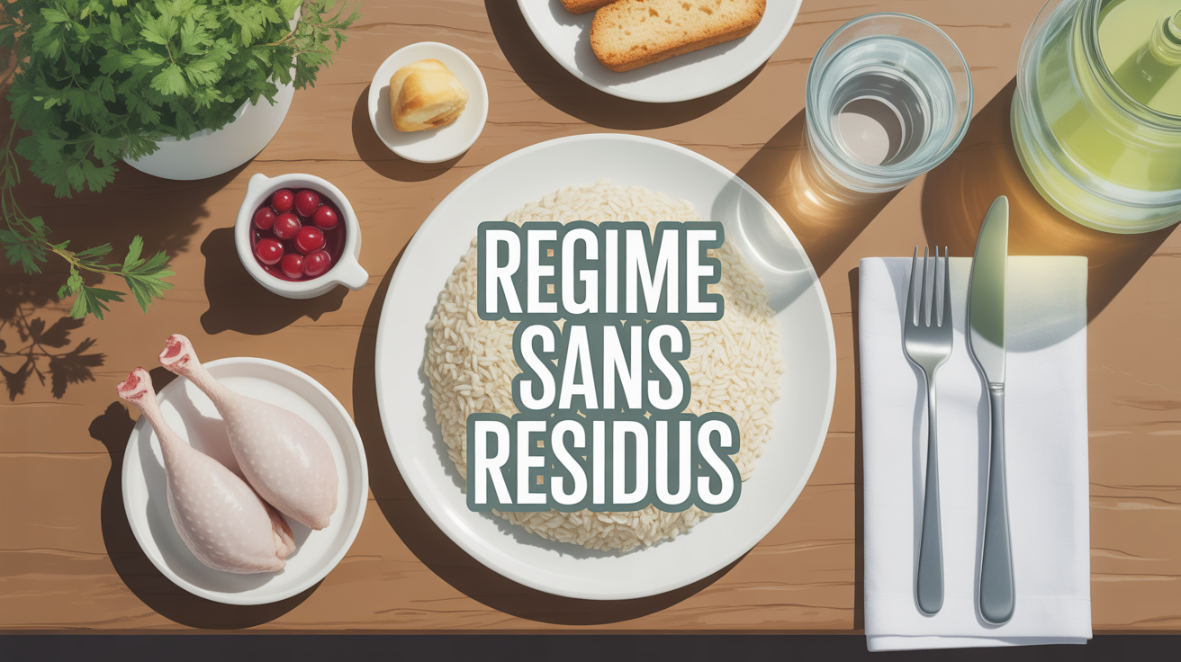 Regime sans residus assiette riz blanc poulet biscotte compote