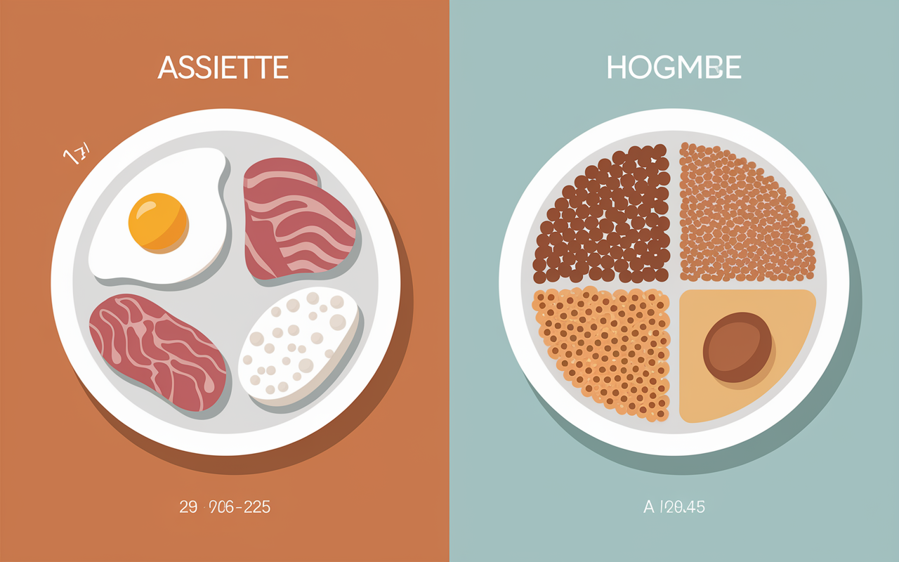 Assiette sources protéines animales végétales