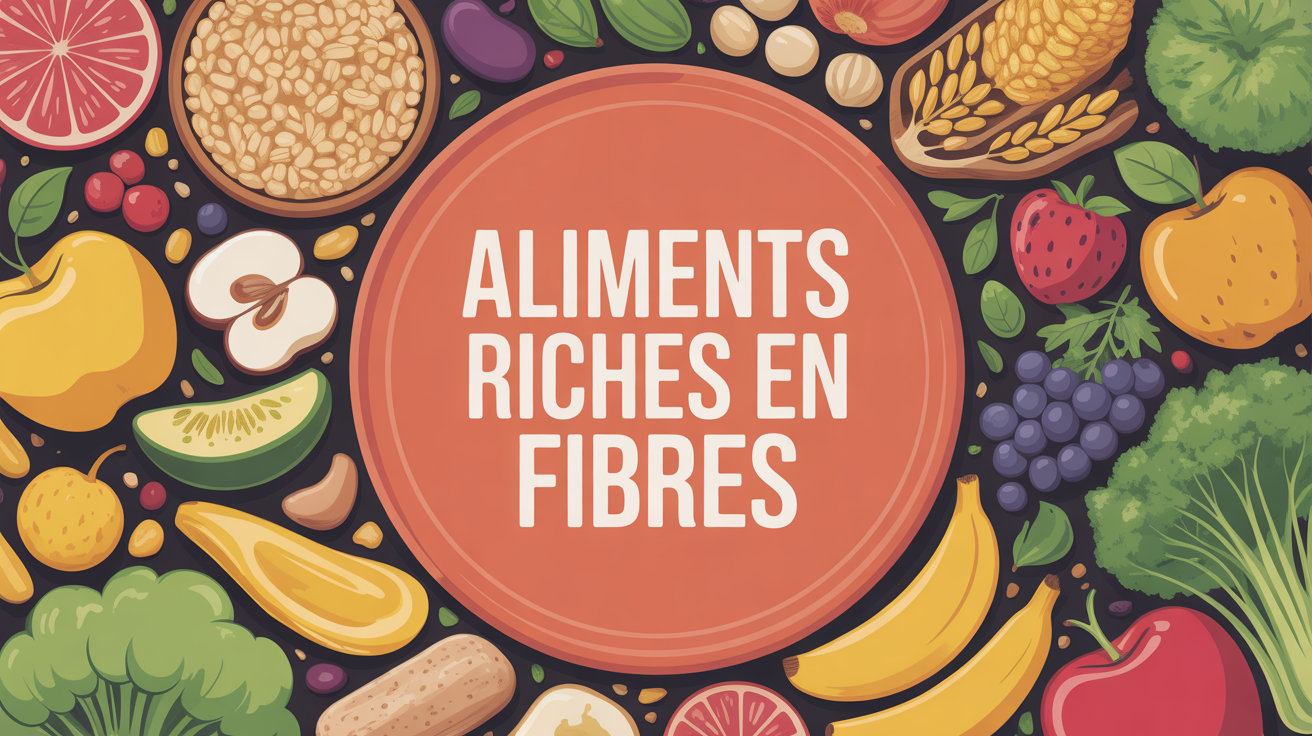 assiette aliments riches en fibres fruits céréales légumineuses