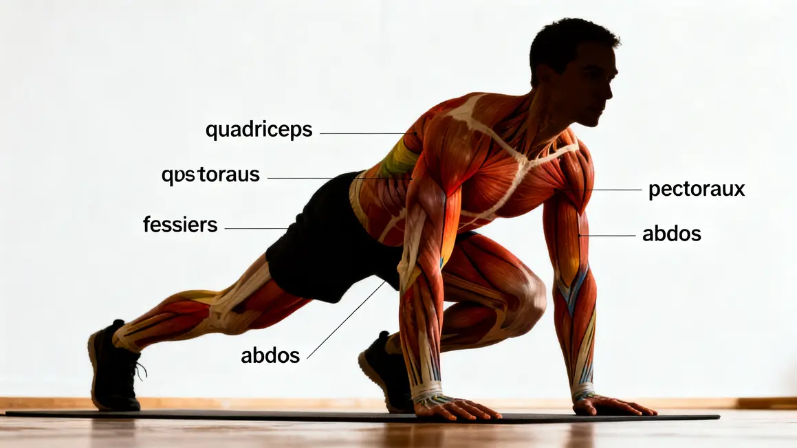 Schema des muscles principaux actifs lors des burpees
