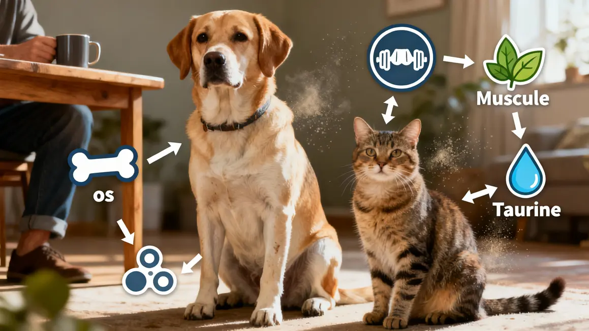 Illustration besoins nutritionnels chiens chats pictogrammes