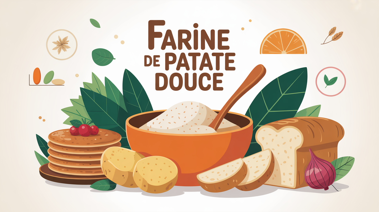 Farine de patate douce bol aliments variés bienfaits