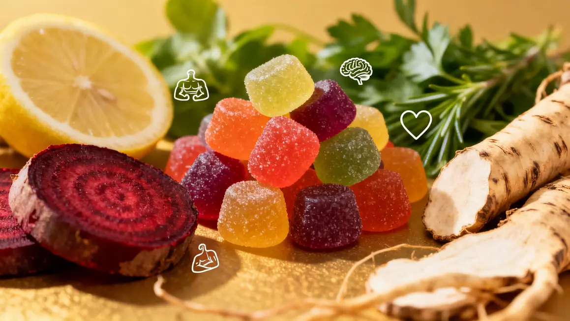 gummies AlphaBites entourés ingrédients naturels