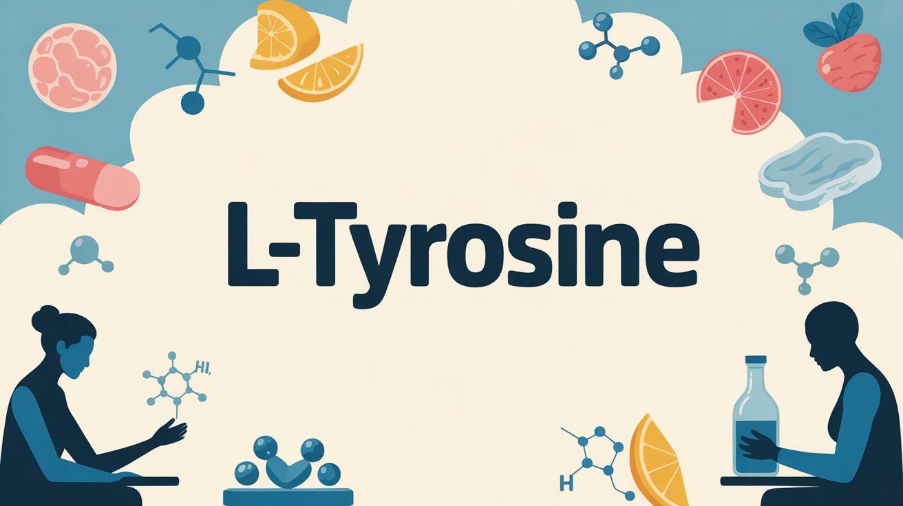 Visuel de L-Tyrosine, concentration, bien-être et aliments protéiques