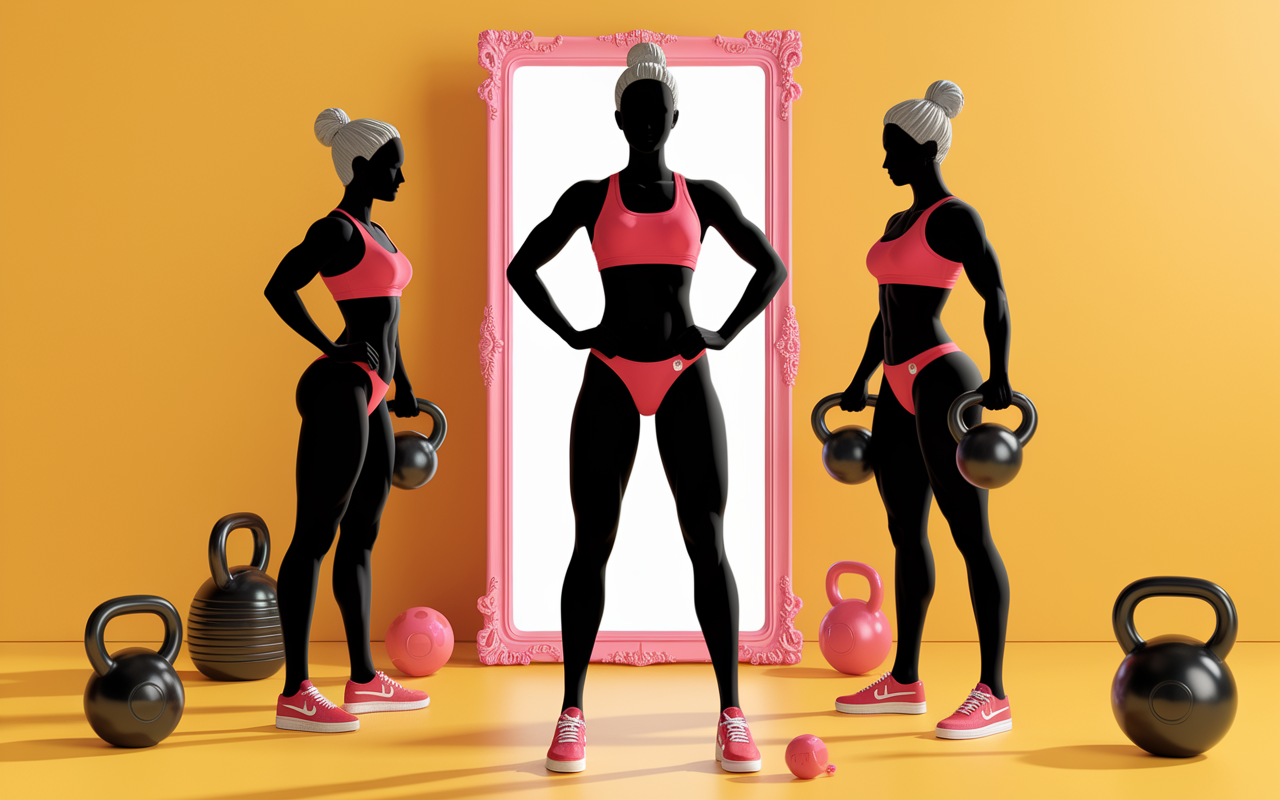 silhouettes femme musculation au feminin haltère