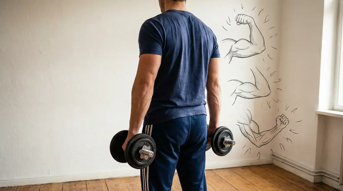 personnage sport bras musclés simple biceps triceps
