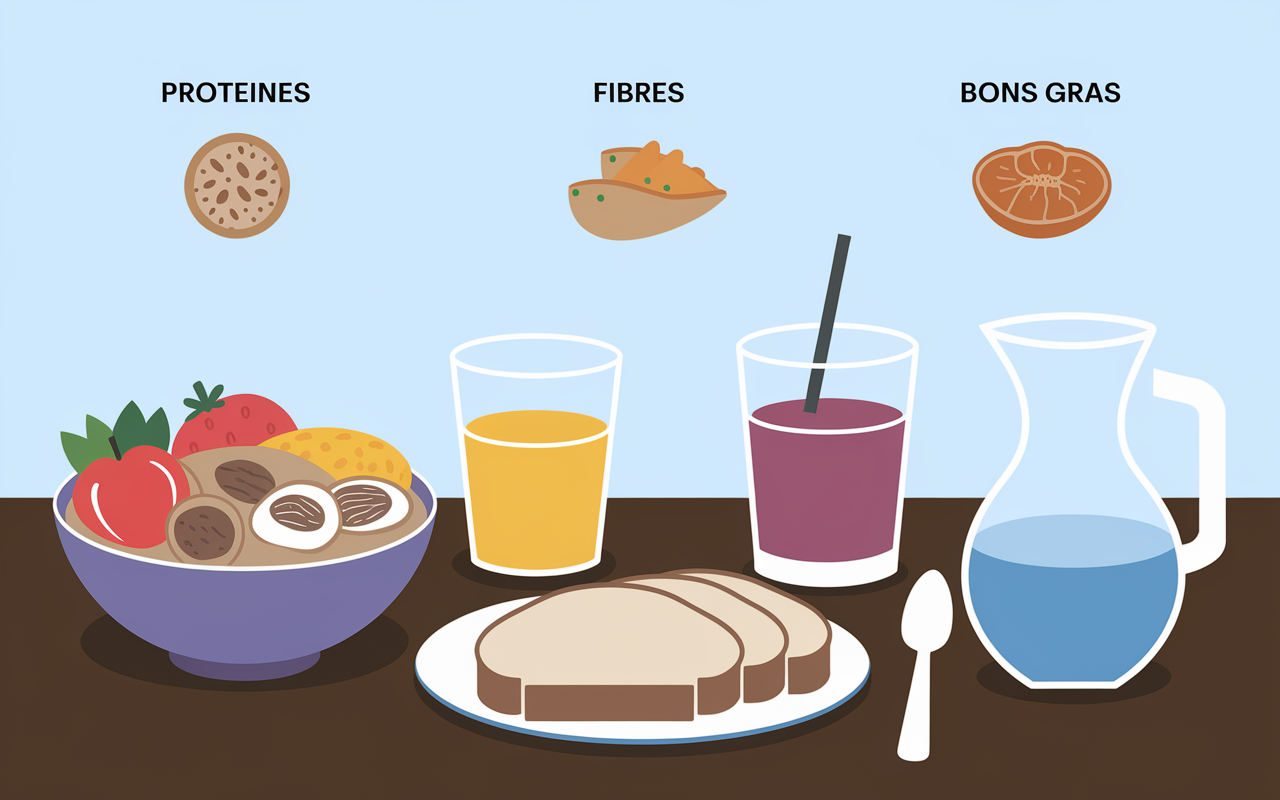 Petit-dejeuner healthy proteines fibres bons gras bol avoine famille