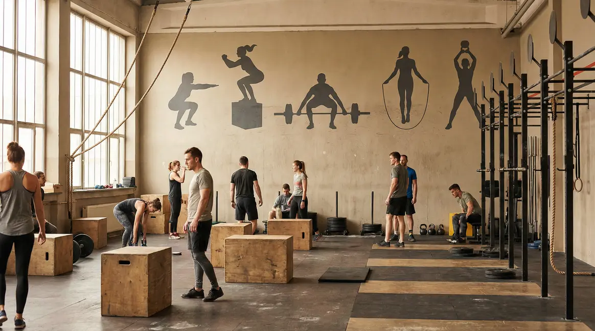 Entraînement CrossFit ambiance entraide silhouettes