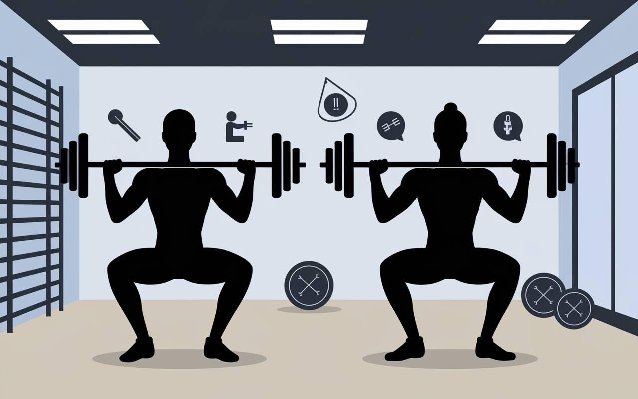 Posture squat vs front squat illustration