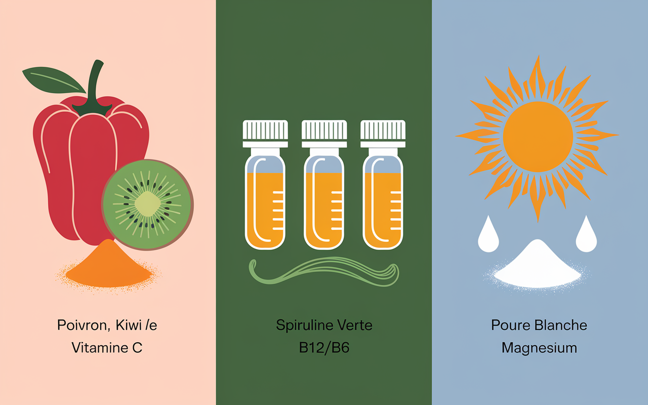 scènes vitamines fatigue c b12 b6 d3 magnésium