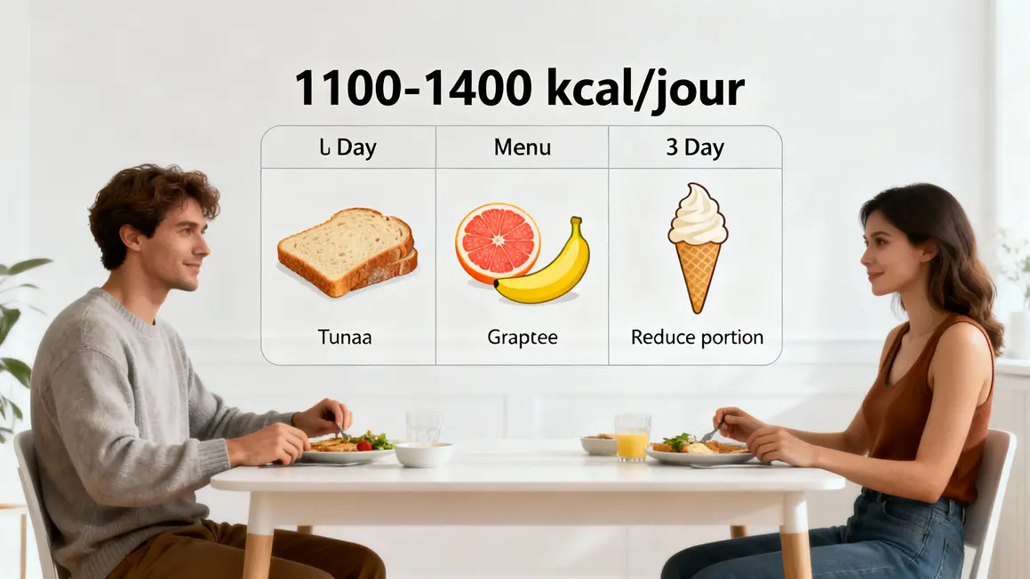Menu régime militaire icones aliments kcal