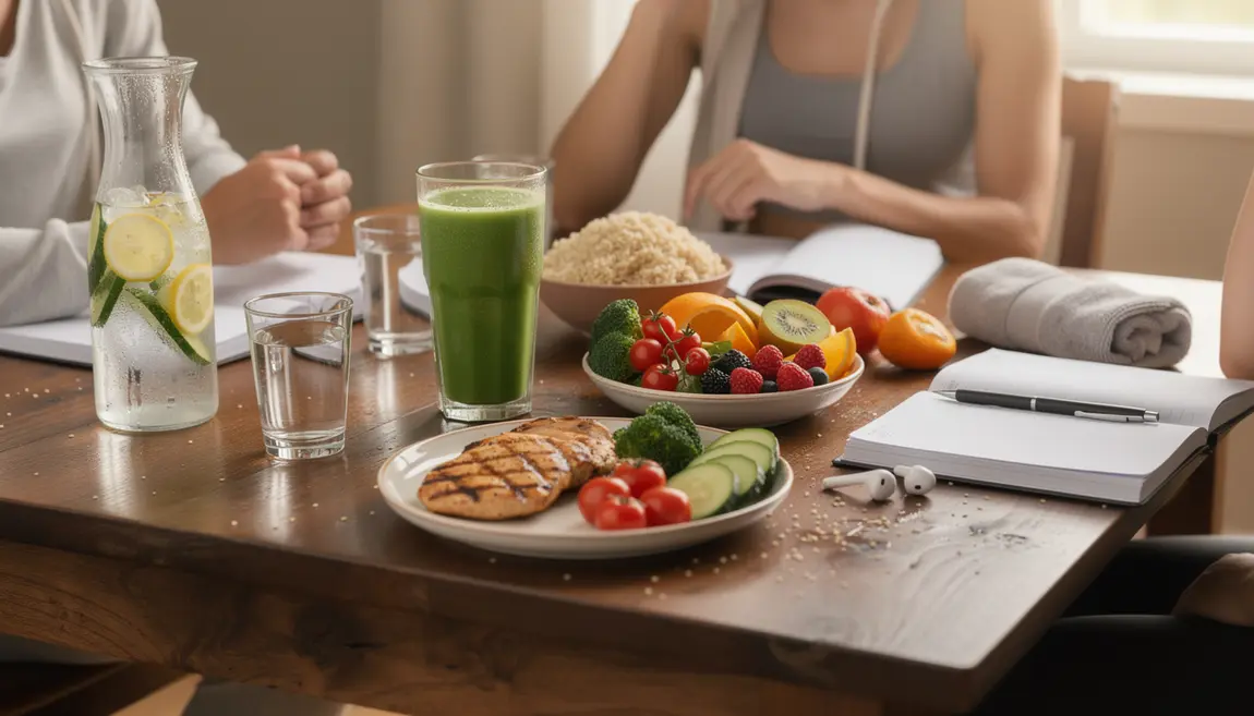 table aliments sains régime détox menu fitness